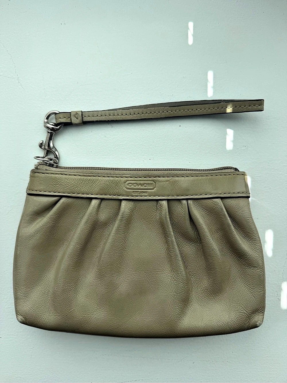 Coach Leather Wristlet tan